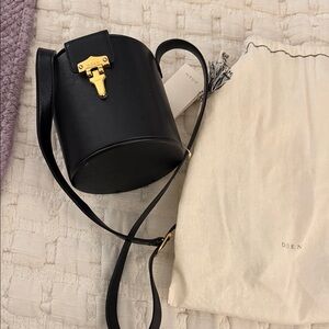 Doen Black Sylvie Crossbody Bag with Gold Accent